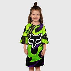 Платье клеш для девочки FOX - MOTOCROSS, цвет: 3D-принт — фото 2