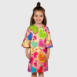 Платье клеш для девочки ЛЮБОВНЫЕ СЕРДЕЧКИ LOVE HEARTS, цвет: 3D-принт — фото 2