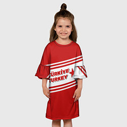 Платье клеш для девочки Надпись Турция на турецком и английском языках, цвет: 3D-принт — фото 2