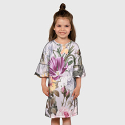 Платье клеш для девочки Цветы Романтический Букет, цвет: 3D-принт — фото 2