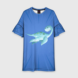Платье клеш для девочки Плавающий динозаврик, цвет: 3D-принт