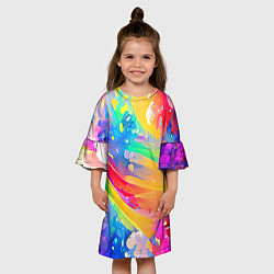 Платье клеш для девочки Радужный рисунок, цвет: 3D-принт — фото 2