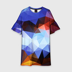 Платье клеш для девочки Абстрактный цветной узор из треугольников Abstract, цвет: 3D-принт