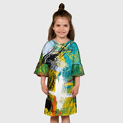 Платье клеш для девочки Абстрактные мазки цветной краской strokes of paint, цвет: 3D-принт — фото 2
