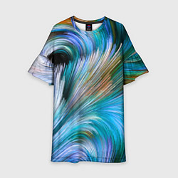 Платье клеш для девочки Абстрактная красочная композиция Полосы Abstract c, цвет: 3D-принт