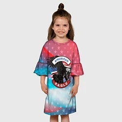 Платье клеш для девочки Американский орел USA, цвет: 3D-принт — фото 2