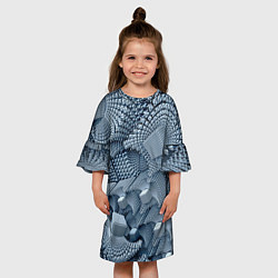 Платье клеш для девочки GEOMETRIC FRACTAL CUBES, цвет: 3D-принт — фото 2
