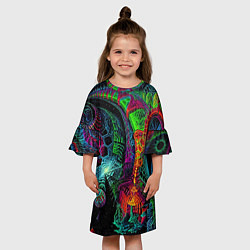 Платье клеш для девочки Фантастическая авангардная композиция Абстракция F, цвет: 3D-принт — фото 2