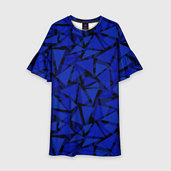 Платье клеш для девочки Синие треугольники-геометрический узор, цвет: 3D-принт