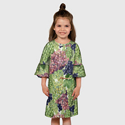Платье клеш для девочки Кисти Винограда, цвет: 3D-принт — фото 2