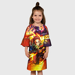 Платье клеш для девочки Клинок, рассекающий демонов Demon Slayer, цвет: 3D-принт — фото 2