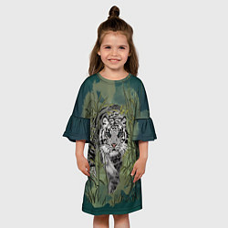 Платье клеш для девочки Крадущийся белый тигр символ гола, цвет: 3D-принт — фото 2