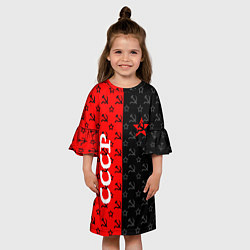 Платье клеш для девочки СОВЕТСКИЙ СОЮЗ : СЕРП И МОЛОТ : ЗВЕЗДА, цвет: 3D-принт — фото 2