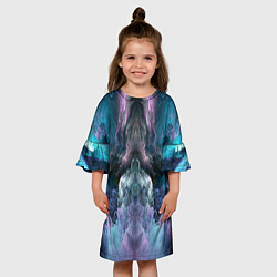 Платье клеш для девочки Облака неонового цвета Neon colored clouds, цвет: 3D-принт — фото 2