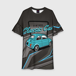 Платье клеш для девочки Classic blue retro car, цвет: 3D-принт