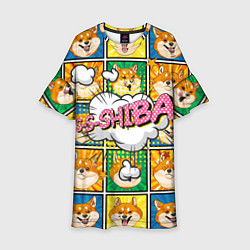 Платье клеш для девочки Pop art shiba inu, цвет: 3D-принт