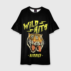 Платье клеш для девочки Горячие хиты лета и тигры, цвет: 3D-принт