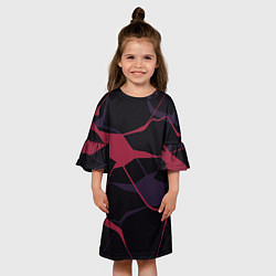 Платье клеш для девочки Розово-сиреневые линии, цвет: 3D-принт — фото 2