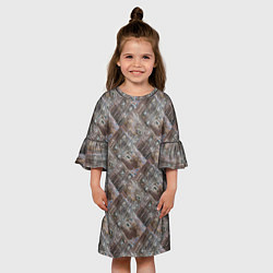 Платье клеш для девочки Старый потертый деревянные паркет, цвет: 3D-принт — фото 2