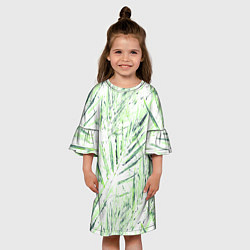 Платье клеш для девочки Листья Пальмы Нарисованные Маслом, цвет: 3D-принт — фото 2