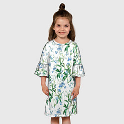 Платье клеш для девочки Цветы Синие Незабудки, цвет: 3D-принт — фото 2