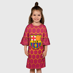 Платье клеш для девочки FC BARCELONA соты, цвет: 3D-принт — фото 2