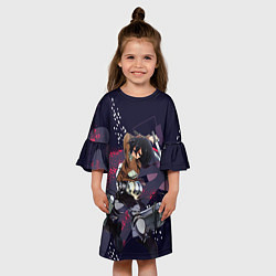 Платье клеш для девочки Микаса Аккерман-Атака Титанов, цвет: 3D-принт — фото 2