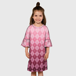 Платье клеш для девочки Розовый геометрический градиентный узор, цвет: 3D-принт — фото 2