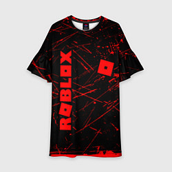 Платье клеш для девочки ROBLOX красный логотип, цвет: 3D-принт