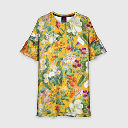 Платье клеш для девочки Цветы Солнечное Лето, цвет: 3D-принт