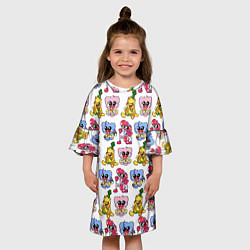 Платье клеш для девочки Poppy Playtime - Chapter 2 паттерн из персонажей, цвет: 3D-принт — фото 2