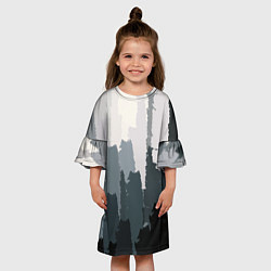 Платье клеш для девочки Мрачный город, цвет: 3D-принт — фото 2