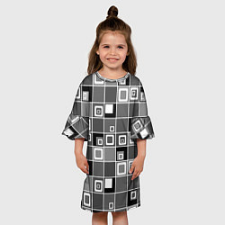 Платье клеш для девочки Geometric shapes черно-белый, цвет: 3D-принт — фото 2
