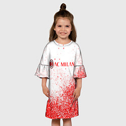 Платье клеш для девочки Ac milan красные брызги, цвет: 3D-принт — фото 2