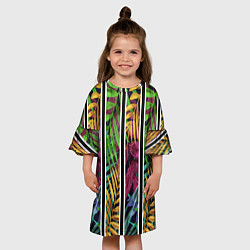 Платье клеш для девочки Пальмовые цветные полосы, цвет: 3D-принт — фото 2