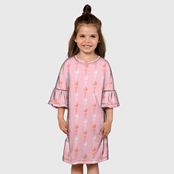 Платье клеш для девочки Веточки лаванды розовый паттерн, цвет: 3D-принт — фото 2