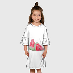 Платье клеш для девочки Дольки арбуза, цвет: 3D-принт — фото 2
