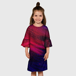 Платье клеш для девочки Неоновая пыль - Красный, цвет: 3D-принт — фото 2