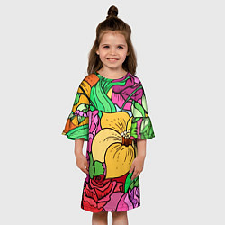 Платье клеш для девочки Красочные летние цветы Fashion trend, цвет: 3D-принт — фото 2