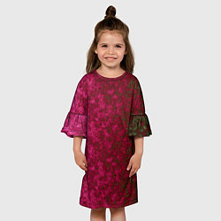 Платье клеш для девочки Мраморная красная текстура камня red marble, цвет: 3D-принт — фото 2