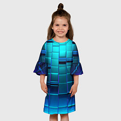 Платье клеш для девочки BLUE SQUARES, цвет: 3D-принт — фото 2