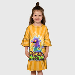 Платье клеш для девочки My Singing Monsters Вужас, цвет: 3D-принт — фото 2