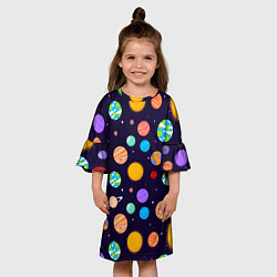 Платье клеш для девочки Солнечная Система Планет, цвет: 3D-принт — фото 2