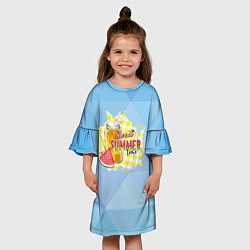 Платье клеш для девочки Лимонад и мороженое, цвет: 3D-принт — фото 2