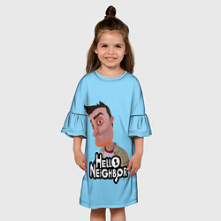 Платье клеш для девочки Привет сосед: Ник Рот, цвет: 3D-принт — фото 2