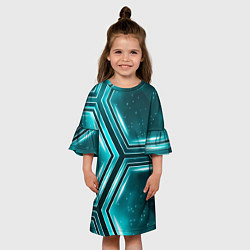 Платье клеш для девочки Космические соты, цвет: 3D-принт — фото 2