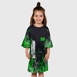 Платье клеш для девочки Pubg - зелёное пламя, цвет: 3D-принт — фото 2