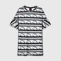 Детское платье Черные и белые полосы и звезды