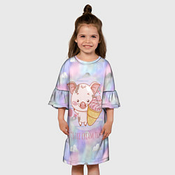 Платье клеш для девочки Время мороженого, цвет: 3D-принт — фото 2