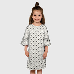 Платье клеш для девочки Черно-белые сердечки, цвет: 3D-принт — фото 2